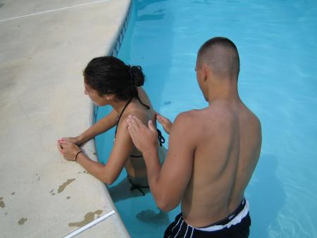 Dan washing off the penis on my back. =P